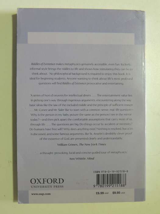 Riddles Of Existence: A Guided Tour Of Metaphysics - Earl Conee & Theodore Sider