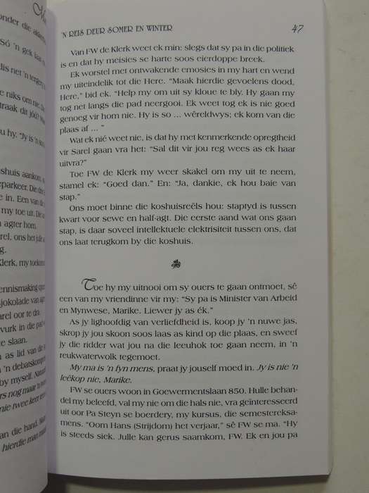 Marike: 'N Reis Deur Somer En Winter- Marike De Klerk   Oorvertel Deur Maretha Maartens  INSCRIBED