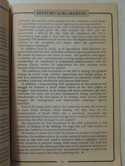 History In The Making: Documents Reflecting A Changing South Africa - July 1991 Vol 1 No 6