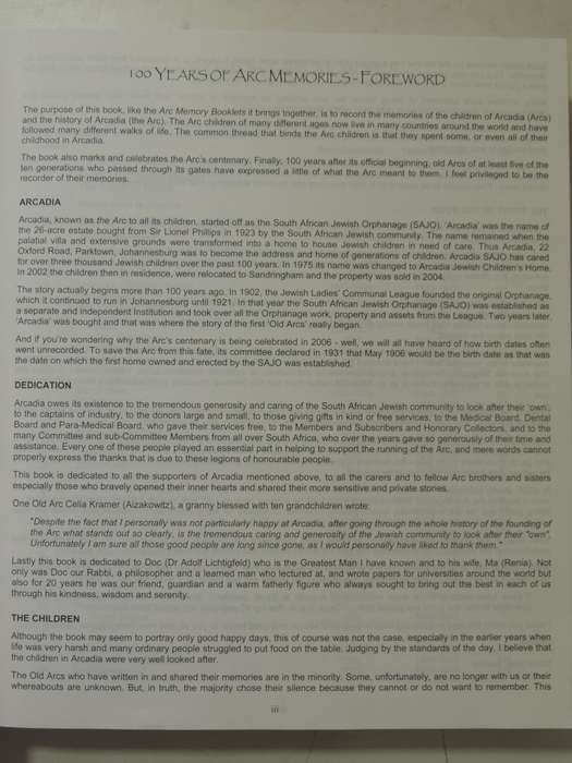 100 Years Of ARC Memories: Celebrating Centenary Of Arcadia South African Jewish Orphanage 1906-2006
