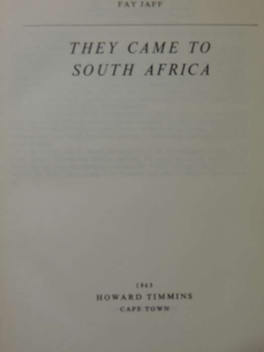 They Came To South Africa - Fay Jaff