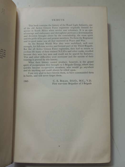 Rand Light Infantry: Signed (No. 99 Of An Unnumbered Limited Issue) - Major B.G. Simpkins