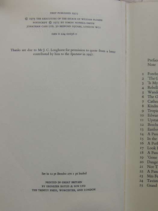 The Autobiography of William Plomer, With Postscript by Simon Nowell-Smith