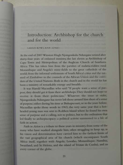 Faith In Action: Njongonkulu Ndungane Archbishop For The Church And The World - S Jones   Signed