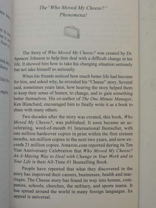 Who Moved My Cheese? An Amazing Way To Deal With Change In Your Work & Your Life  Spencer Johnson