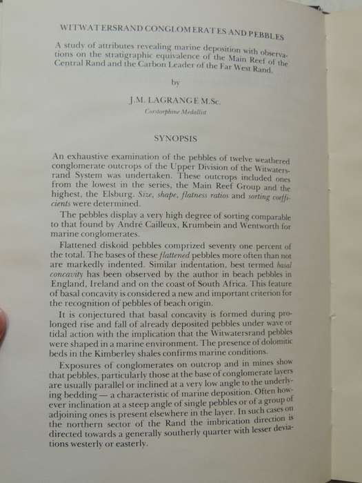 Witwatersrand Conglomerates And Pebbles- J.M. Lagrange
