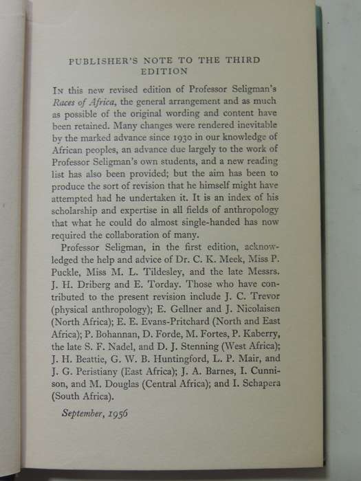 Races Of Africa (3rd Edition) - C.G. Seligman