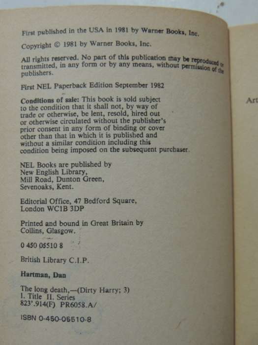 The Long Death: Dirty Harry No. 3 - Dane Hartman