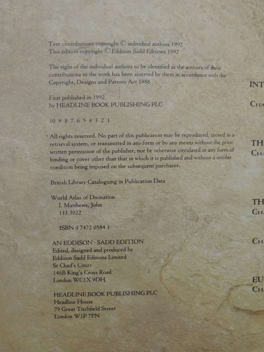 The World Atlas Of Divination: The Systems Where They Originate How They Work- ed John Matthews