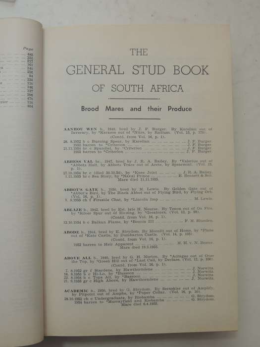 The General Stud Book Of South Africa: Vol 17 1952-1953