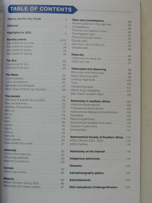 2025 Sky Guide Southern Africa - Astronomical Society Of Southern Africa