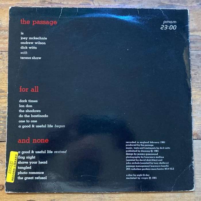 The Passage - For All and None LP/Album (1981 UK import) VG+/VG-