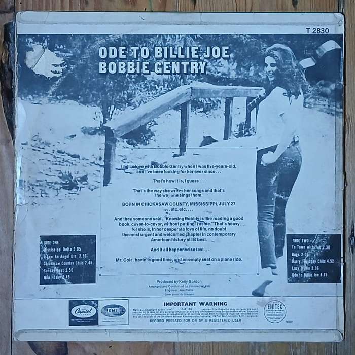 Bobbie Gentry - Ode To Billie Joe LP/Album (1967 SA press) G+/G+