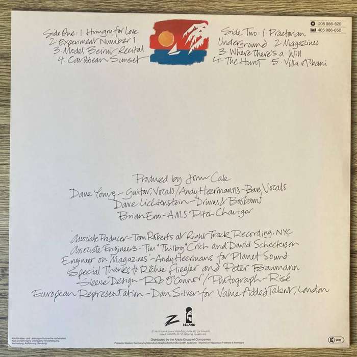 John Cale - Caribbean Sunset LP/Album (1984 European import) VG+/VG+