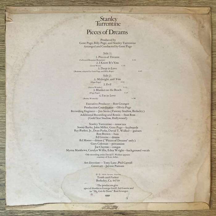 Stanley Turrentine - Pieces of Dreams LP/Album (1974 SA press) VG/VG-