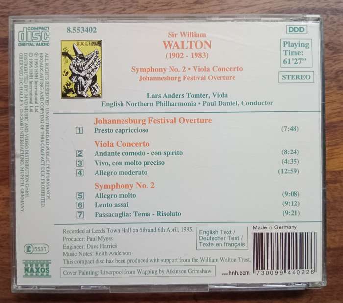 Walton: Symphony No. 2, Viola Concerto, Johannesburg Festival Overture