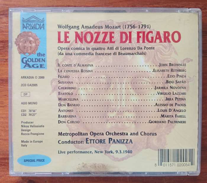 Mozart: Le Nozzi di Figaro (2CDs, Recorded 1940)
