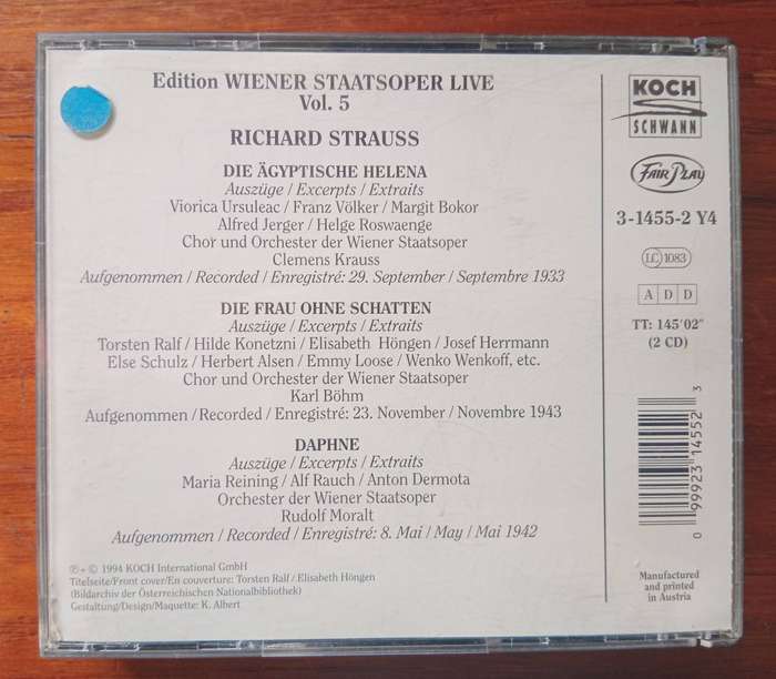 Edition Wiener State Opera Live Vol. 5 (2 CDs, Historic Recordings)