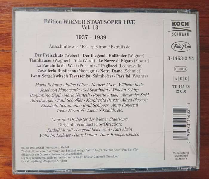 Edition Wiener State Opera Live Vol. 13 (2 CDs, Historic Recordings)