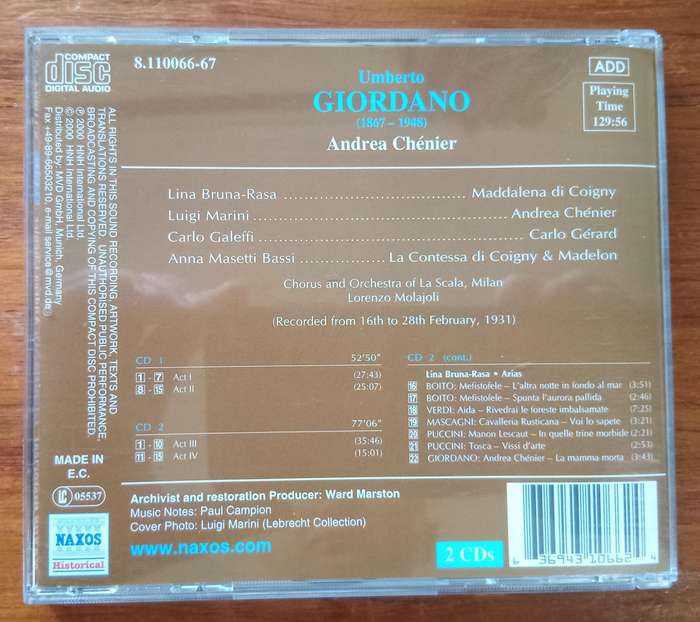 Giordano: Andrea Chenier (2CDs, recorded 1931)