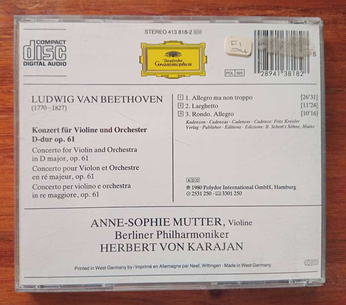 Beethoven: Violin Concerto (Mutter, Karajan)