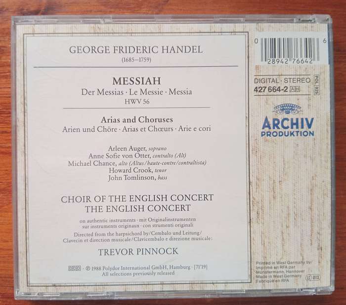 Handel: Messiah (Arias and Choruses, Pinnock)