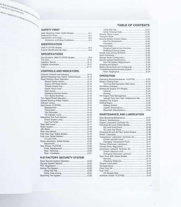 Harley-Davidson 2005 FLSTFSE Multi-Language International Owner Manual 99487-05i