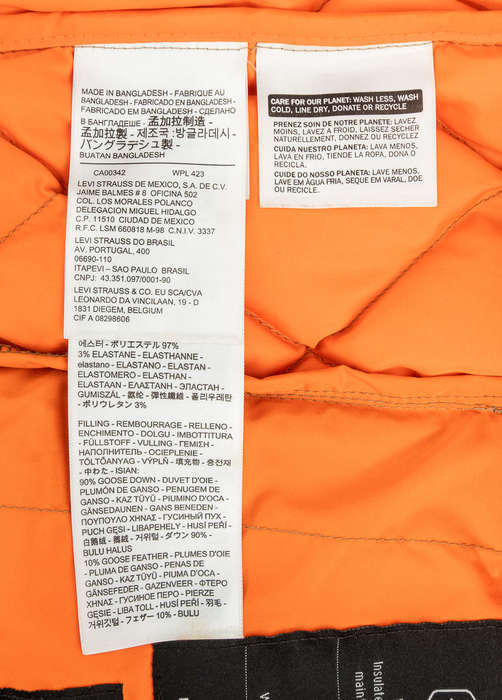 Levis Goose Down Quilted Jacket  Size Small