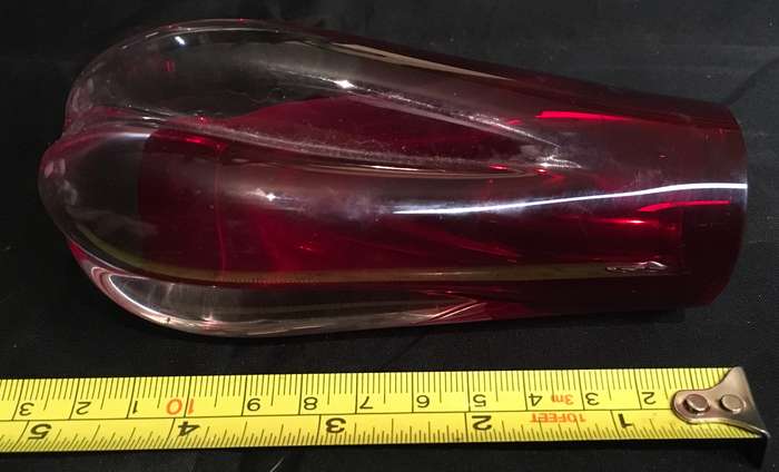 Whitefriars ruby red 5 lobed cased glass vase