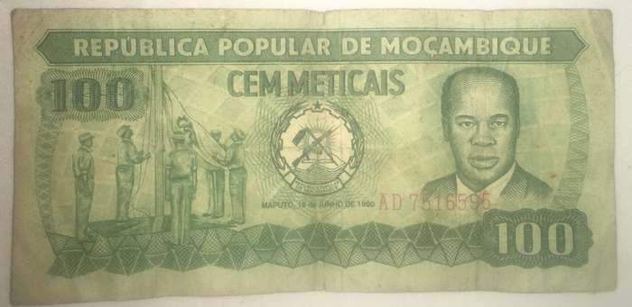 Mozambique 1980 100 cem meticals note