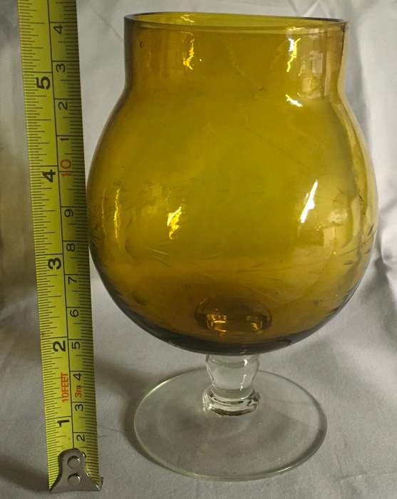 Vintage Amber Art Glass Goblet