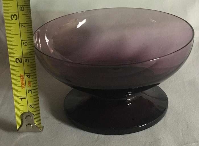 Vintage Kristalunie Maastricht Holland Glass Sundae Max Verboeket Carnival Plum