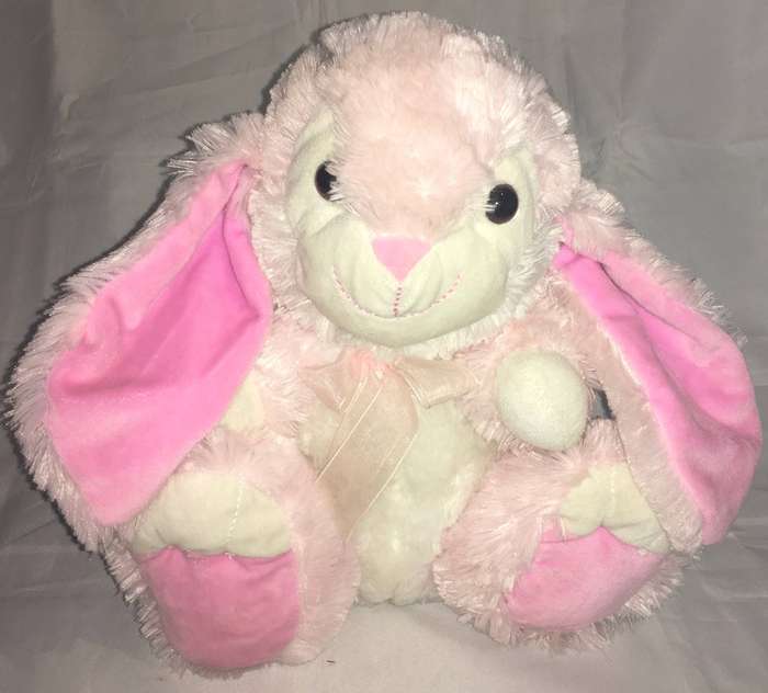 Pink and white bunny soft toy