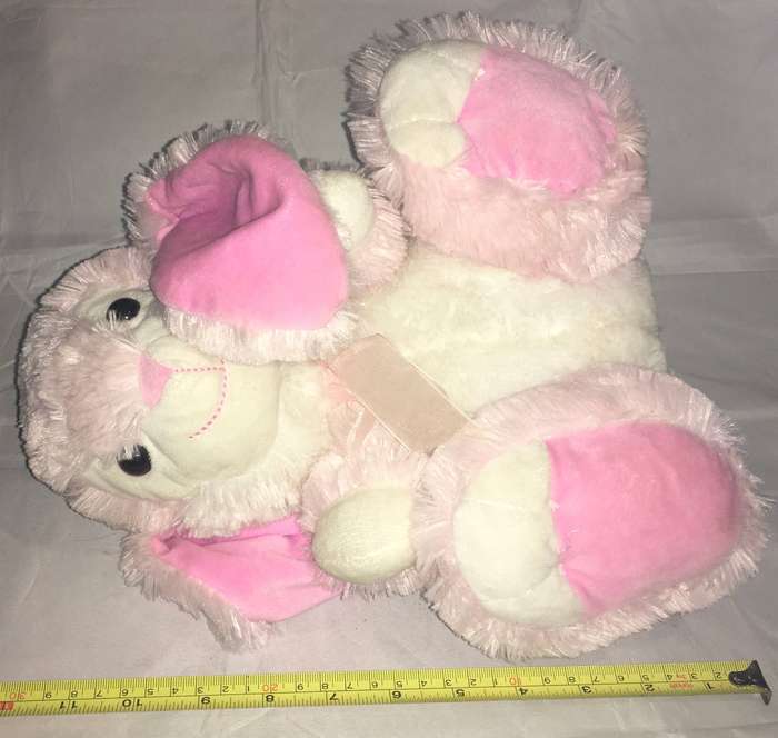 Pink and white bunny soft toy