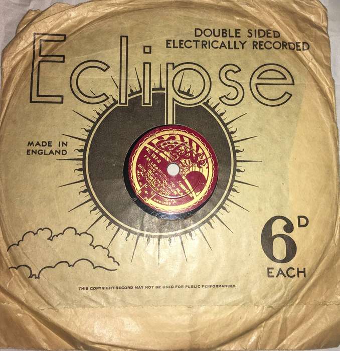 Eclipse Eight Inch Record. Don Puerto Novelty Accordion Band - 1935. 78 rpm Record.