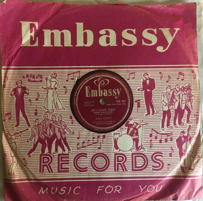 Embassy 78 rpm record X9172. WB 323. Jean Scott.. 1950s