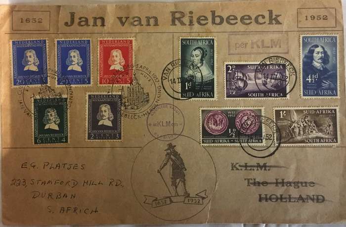 Jan van Riebeeck 1952 commemorative envelope.