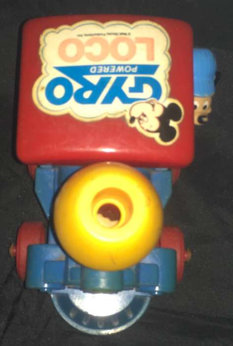 Vintage 1980s Walt Disney Mickey Mouse Gyro Powered Loco Toy Train Blue & Red