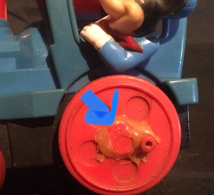 Vintage 1980s Walt Disney Mickey Mouse Gyro Powered Loco Toy Train Blue & Red