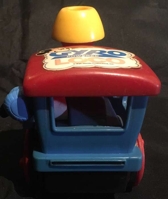 Vintage 1980s Walt Disney Mickey Mouse Gyro Powered Loco Toy Train Blue & Red