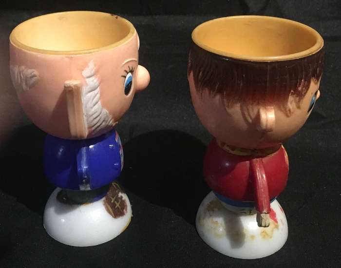 Vintage set Noddy and Big Ears plastic egg cups collectable 1960s