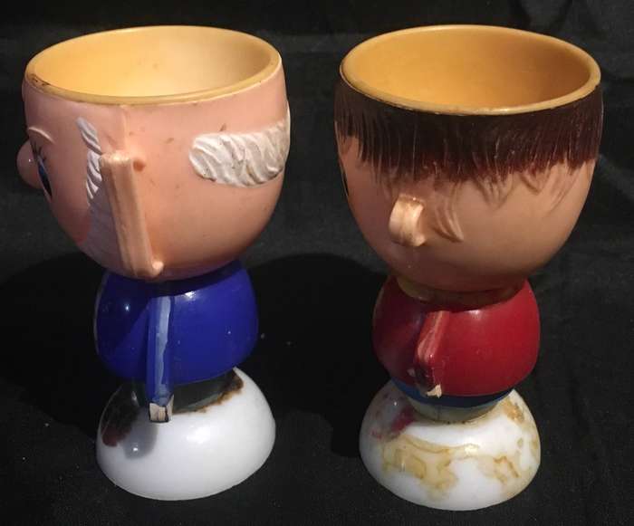 Vintage set Noddy and Big Ears plastic egg cups collectable 1960s