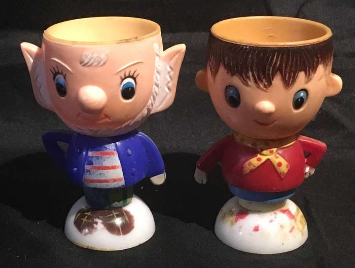 Vintage set Noddy and Big Ears plastic egg cups collectable 1960s