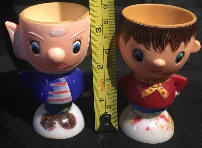 Vintage set Noddy and Big Ears plastic egg cups collectable 1960s