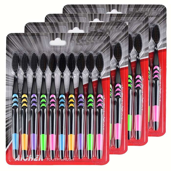 10pcs Multicolor Soft Bamboo Charcoal Toothbrushes