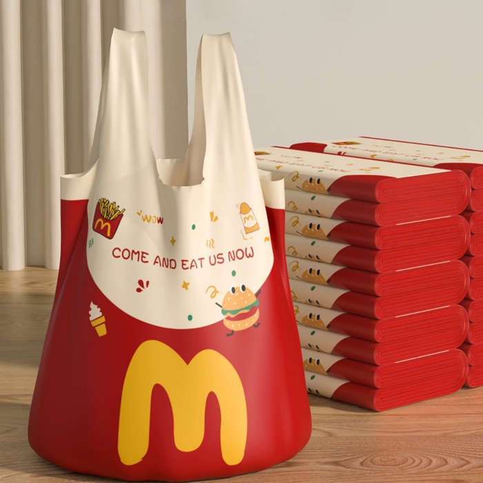 40pcs Cute Hamburger Print Disposable Trash Bags - High-Quality