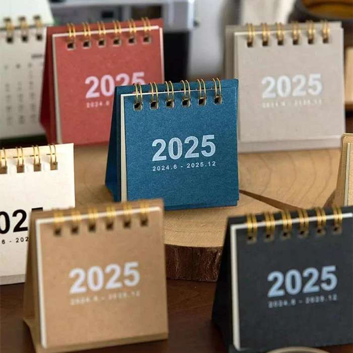 1pc 2024-2025 Mini Spiral Desk Calendar - Everyday View