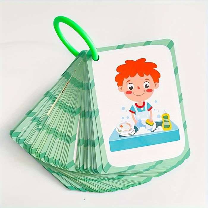 50 Cards My Daily Routine Action Verbs Flash Cards Educational Flash