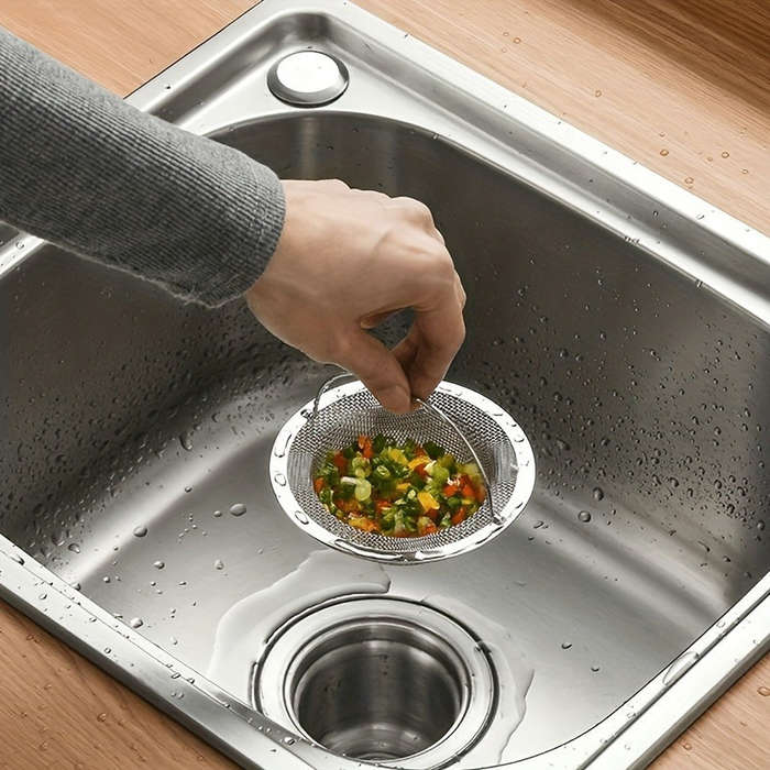 1pc Stainless Steel Mesh Sink Strainer With Handle