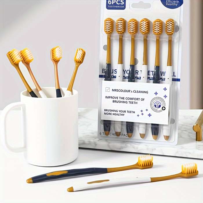 6pcs Premium Soft Bristle Toothbrushes For Adults - Ultra-Fine Fibers,